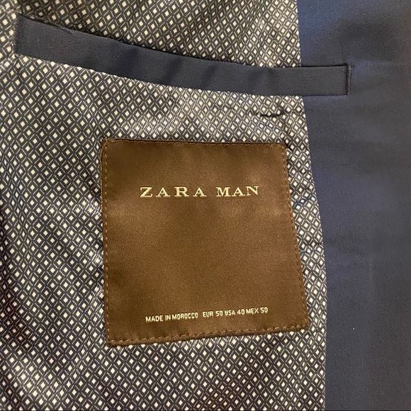 Zara Man Navy Moroccan Tuxedo Blazer 34R - Picture 7 of 8